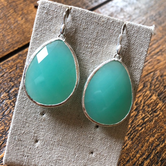 Stella & Dot Jewelry - Sea foam toned gem earrings Stella & Dot Jewelry - Sea foam toned gem earrings